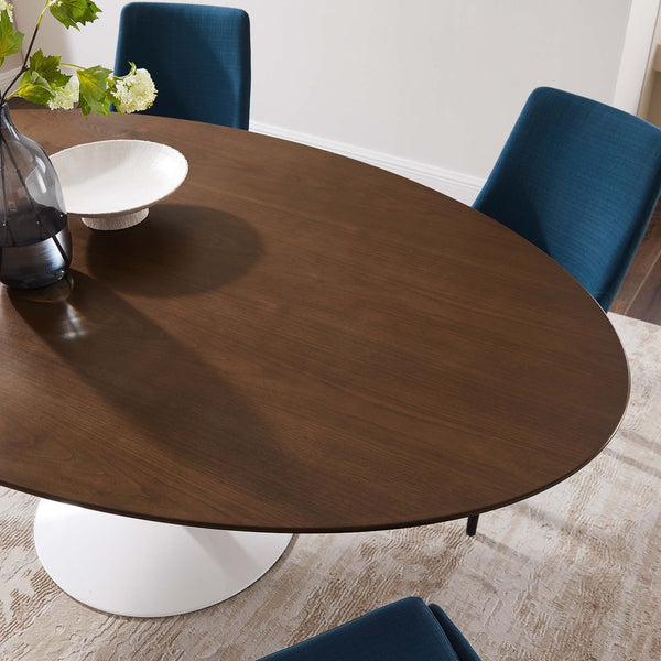 Modway Furniture Lippa 78" Oval Wood Dining Table - Mid-Century Modern Design, Walnut Finish, Seats 8 Comfortably EEI-1661-WAL