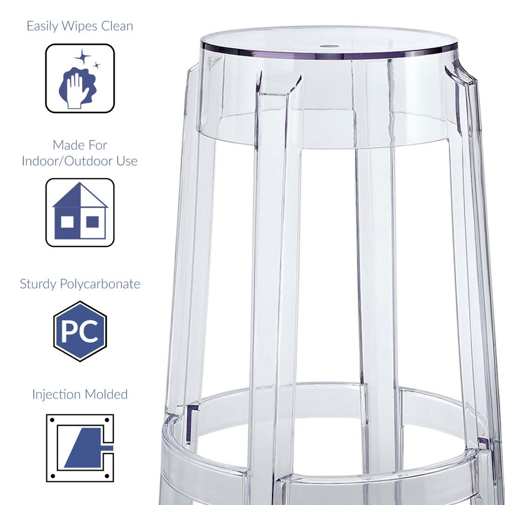 Modway Furniture Casper Clear Acrylic Backless Bar Stool - Modern Minimalist Design for Chic Spaces & Easy Care EEI-170-CLR