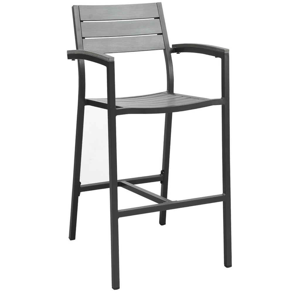 Modway Furniture Maine Outdoor Bar Stool Set of 2 - Stylish, Weather-Resistant Design for Patios and Poolside Lounges Brown Gray EEI-1740-BRN-GRY-SET