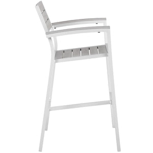 Modway Furniture Maine Outdoor Bar Stool Set of 2 - Stylish, Weather-Resistant Design for Patios and Poolside Lounges White Light Gray EEI-1740-WHI-LGR-SET