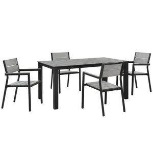 Modway Furniture Maine 5 Piece Modern Outdoor Dining Set - Durable Weather-Resistant Design for Patios & Gatherings Brown Gray EEI-1747-BRN-GRY-SET
