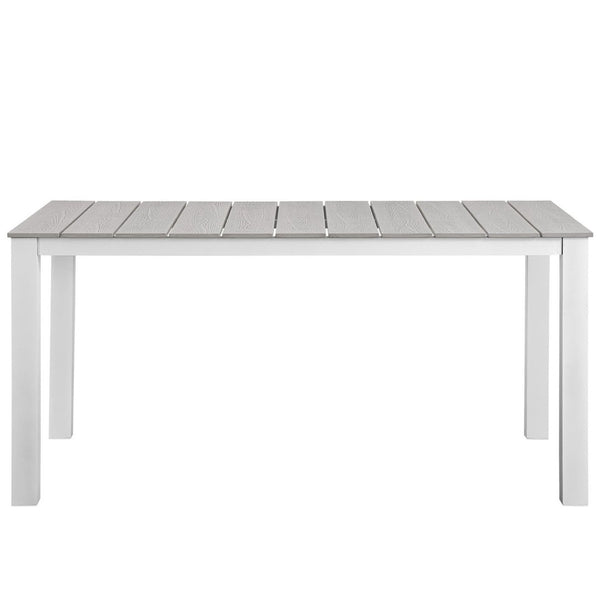 Modway Furniture Maine 7-Piece Outdoor Patio Dining Set - Coastal-Inspired, Durable Aluminum Frame for Entertaining White Light Gray EEI-1749-WHI-LGR-SET