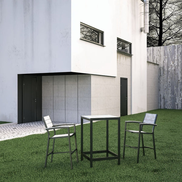 Modway Furniture Maine 3-Piece Outdoor Patio Dining Set – Modern Weather-Resistant Pub Set for Stylish Entertaining Brown Gray EEI-1754-BRN-GRY-SET