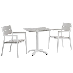 Modway Furniture Maine 3-Piece Outdoor Patio Dining Set - Stylish, Weather-Resistant Design for Alfresco Gatherings EEI-1759-WHI-LGR-SET