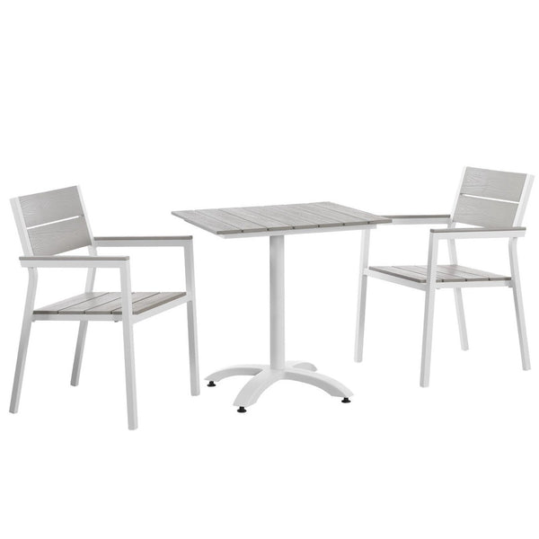 Modway Furniture Maine 3-Piece Outdoor Patio Dining Set - Stylish, Weather-Resistant Design for Alfresco Gatherings EEI-1759-WHI-LGR-SET