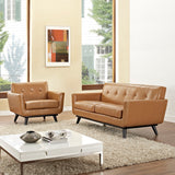 Modway Furniture Engage 2 Piece Leather Living Room Set Tan 33 x 118 x 32.5