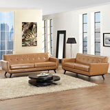 Modway Furniture Engage 2 Piece Leather Living Room Set Tan 33 x 168.5 x 32.5