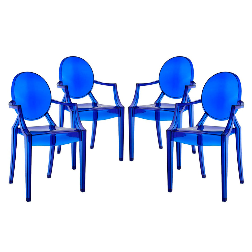 Modway Furniture Casper Dining Armchairs Set of 4 - Stylish, Durable, and Comfortable for Modern Spaces & Patios EEI-1769-BLU
