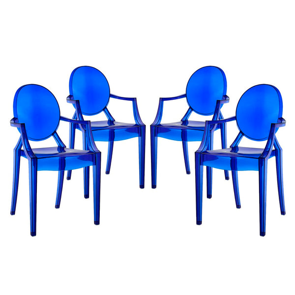 Modway Furniture Casper Dining Armchairs Set of 4 - Stylish, Durable, and Comfortable for Modern Spaces & Patios EEI-1769-BLU