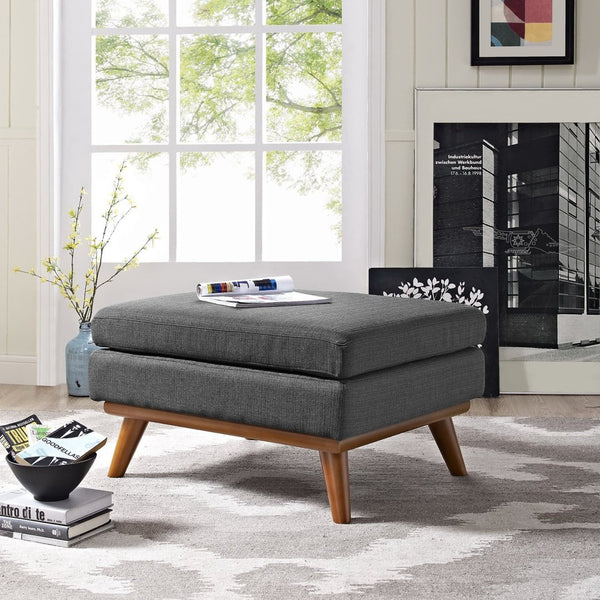 Modway Furniture Engage Upholstered Fabric Ottoman - Stylish Multi-Purpose Footrest for Living Room or Lounge Areas Gray EEI-1797-DOR