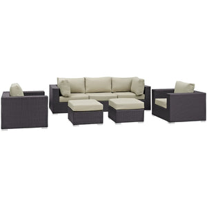 Modway Furniture Gather 7-Piece Modular Outdoor Patio Sectional Set by Modway – Stylish, Durable, Customizable Comfort EEI-1808-EXP-BEI-SET