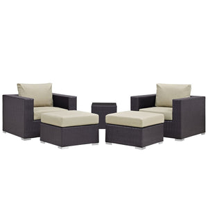 Modway Furniture Convene 5-Piece Outdoor Patio Sectional Set for Versatile Comfort and Modular Style in Any Space Espresso Beige EEI-1809-EXP-BEI-SET