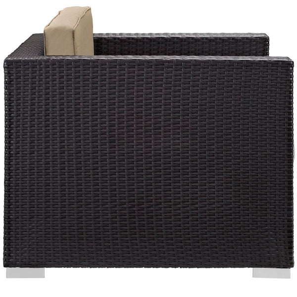 Modway Furniture Convene 5-Piece Outdoor Patio Sectional Set for Versatile Comfort and Modular Style in Any Space Espresso Mocha EEI-1809-EXP-MOC-SET