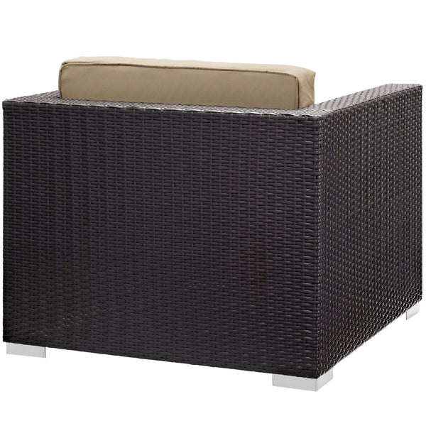 Modway Furniture Convene 5-Piece Outdoor Patio Sectional Set for Versatile Comfort and Modular Style in Any Space Espresso Mocha EEI-1809-EXP-MOC-SET