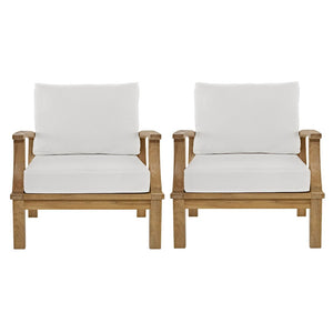 Modway Furniture Marina 2 Piece Outdoor Patio Teak Set by Modway - Durable, Stylish Seating for Relaxed Entertaining Natural White EEI-1819-NAT-WHI-SET