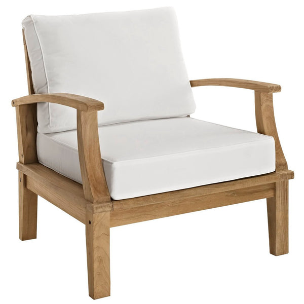Modway Furniture Marina 2 Piece Outdoor Patio Teak Set by Modway - Durable, Stylish Seating for Relaxed Entertaining Natural White EEI-1819-NAT-WHI-SET