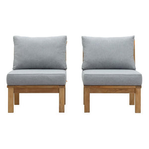 Modway Furniture Marina 2 Piece Outdoor Patio Teak Seating Set by Modway – Elegant, Weather-Resistant Design for All Spaces Natural Gray EEI-1821-NAT-GRY-SET