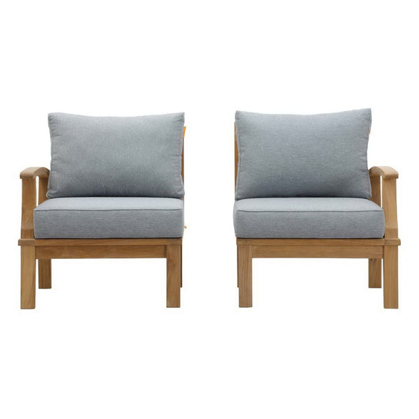 Modway Furniture Marina 2 Piece Outdoor Patio Teak Set by Modway - Elegant, Durable Comfort for Your Relaxed Gatherings Natural Gray EEI-1822-NAT-GRY-SET