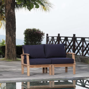 Modway Furniture Marina 2 Piece Outdoor Patio Teak Set by Modway - Elegant, Durable Comfort for Your Relaxed Gatherings Natural Navy EEI-1822-NAT-NAV-SET