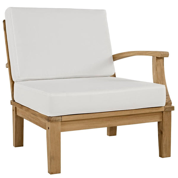 Modway Furniture Marina 2 Piece Outdoor Patio Teak Set by Modway - Elegant, Durable Comfort for Your Relaxed Gatherings Natural White EEI-1822-NAT-WHI-SET