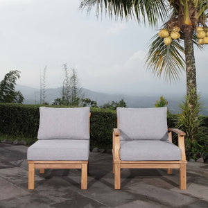 Modway Furniture Marina 2 Piece Outdoor Patio Teak Set - Stylish Comfort with Durable Design for Effortless Entertaining Natural Gray EEI-1823-NAT-GRY-SET