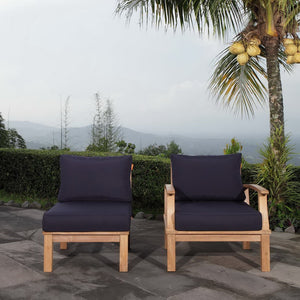 Modway Furniture Marina 2 Piece Outdoor Patio Teak Set - Stylish Comfort with Durable Design for Effortless Entertaining Natural Navy EEI-1823-NAT-NAV-SET