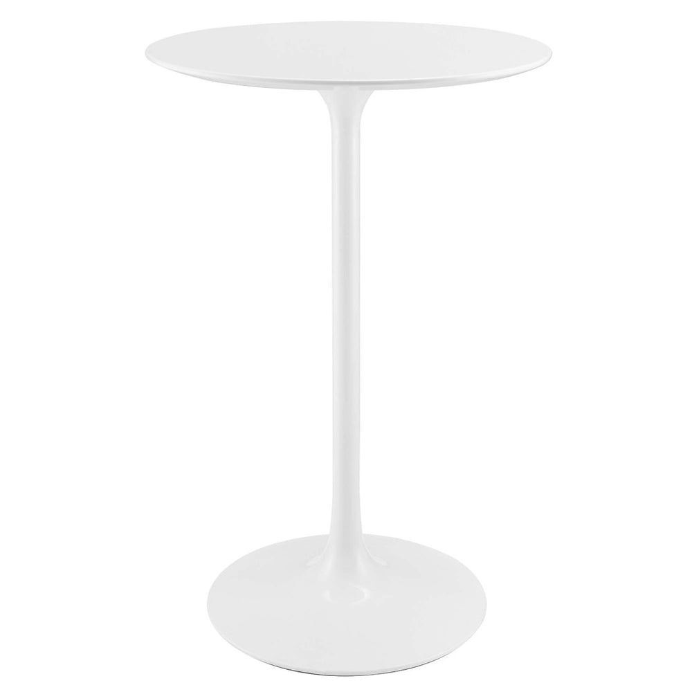 Modway Furniture Lippa 28" Mid-Century Round Wood Bar Table - White Glossy Top, Tapered Base for Stylish Dining EEI-1825-WHI