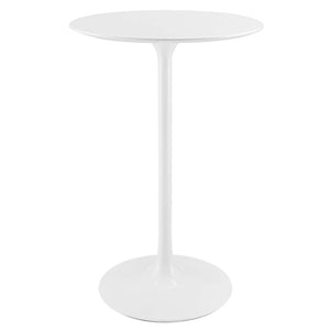Modway Furniture Lippa 28" Mid-Century Round Wood Bar Table - White Glossy Top, Tapered Base for Stylish Dining EEI-1825-WHI