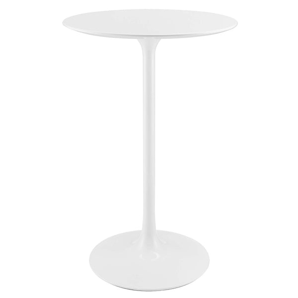 Modway Furniture Lippa 28" Mid-Century Round Wood Bar Table - White Glossy Top, Tapered Base for Stylish Dining EEI-1825-WHI