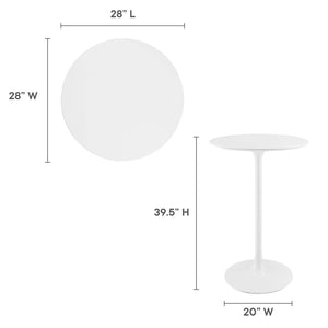 Modway Furniture Lippa 28" Mid-Century Round Wood Bar Table - White Glossy Top, Tapered Base for Stylish Dining EEI-1825-WHI
