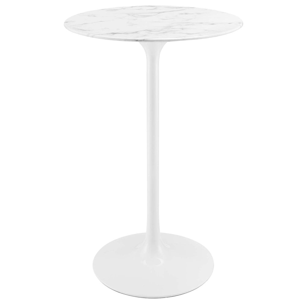 Modway Furniture Lippa 28" Round Faux Marble Bar Table - Modern Mid-Century Design for Dining & Entertaining Space EEI-1827-WHI
