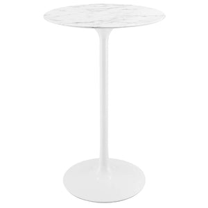 Modway Furniture Lippa 28" Round Faux Marble Bar Table - Modern Mid-Century Design for Dining & Entertaining Space EEI-1827-WHI