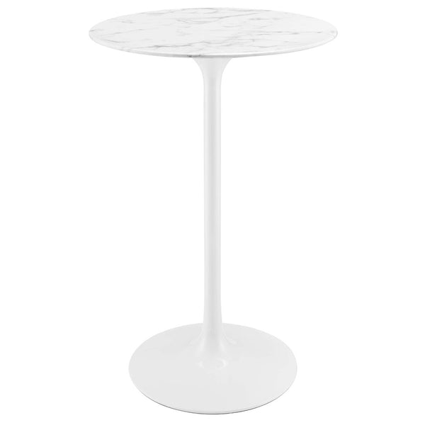 Modway Furniture Lippa 28" Round Faux Marble Bar Table - Modern Mid-Century Design for Dining & Entertaining Space EEI-1827-WHI