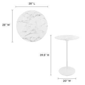 Modway Furniture Lippa 28" Round Faux Marble Bar Table - Modern Mid-Century Design for Dining & Entertaining Space EEI-1827-WHI