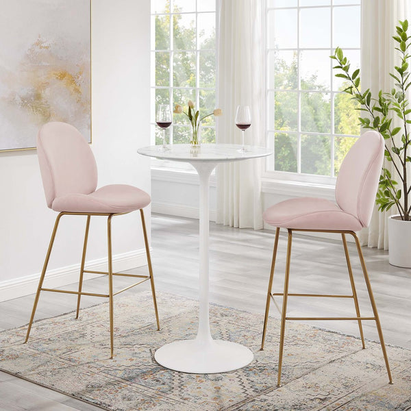 Modway Furniture Lippa 28" Round Faux Marble Bar Table - Modern Mid-Century Design for Dining & Entertaining Space EEI-1827-WHI