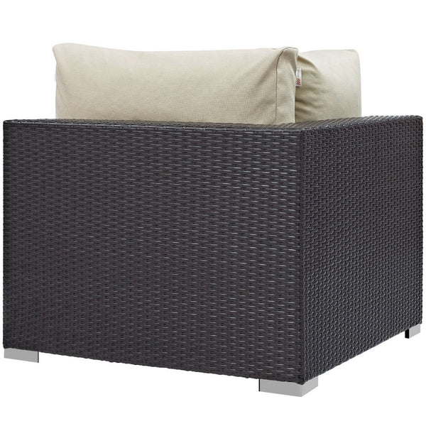 Modway Furniture Convene 5-Piece Outdoor Patio Sectional Set – Modular Comfort with All-Weather Durability & Style Espresso Beige EEI-2172-EXP-BEI-SET