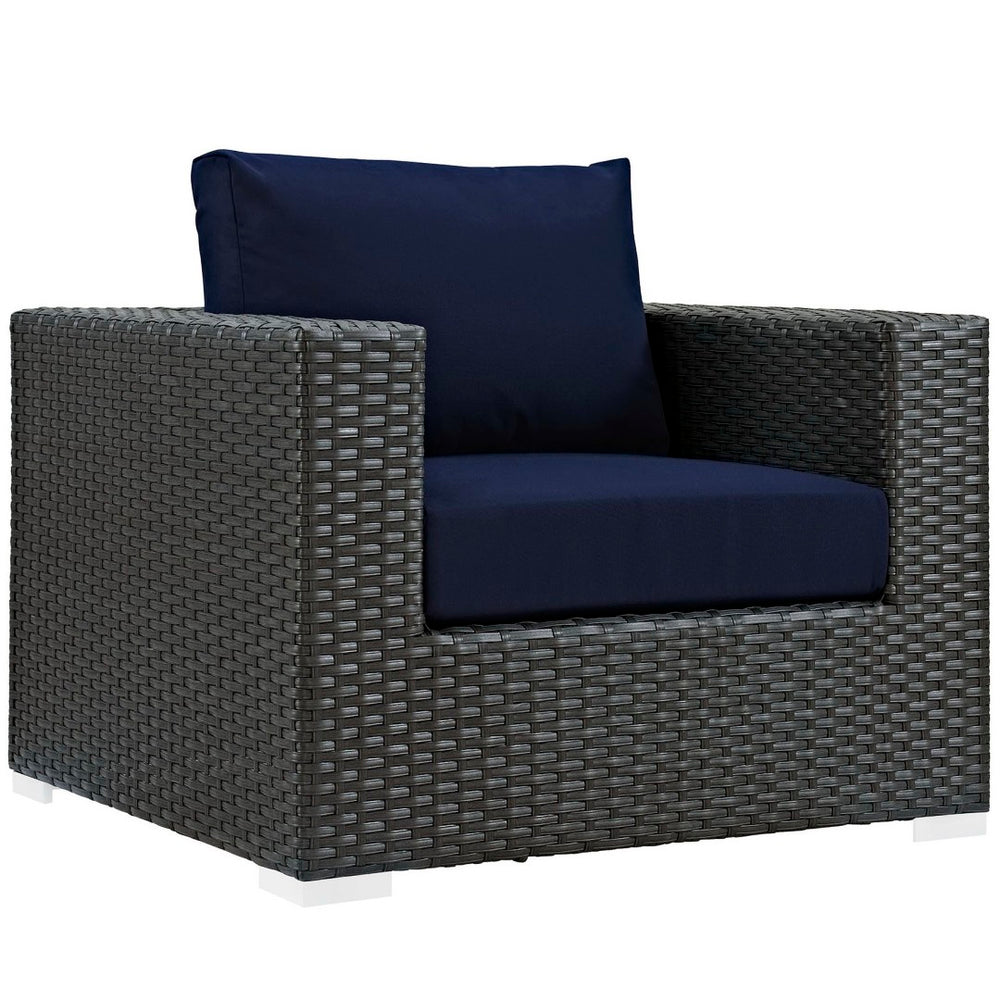Modway Furniture Sojourn Outdoor Patio Armchair - Durable All-Weather Comfort with Stylish Sunbrella® Cushions Canvas Navy EEI-1850-CHC-NAV