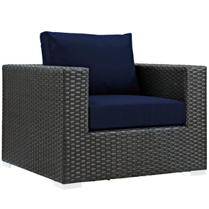 Modway Furniture Sojourn Outdoor Patio Armchair - Durable All-Weather Comfort with Stylish Sunbrella® Cushions Canvas Navy EEI-1850-CHC-NAV