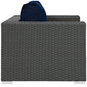 Modway Furniture Sojourn Outdoor Patio Armchair - Durable All-Weather Comfort with Stylish Sunbrella® Cushions Canvas Navy EEI-1850-CHC-NAV