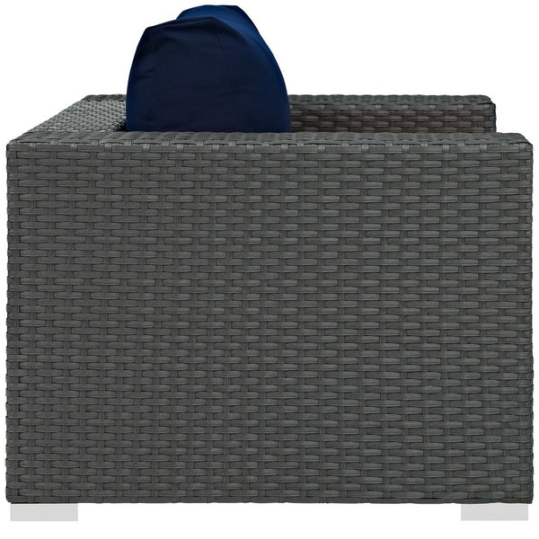 Modway Furniture Sojourn Outdoor Patio Armchair - Durable All-Weather Comfort with Stylish Sunbrella® Cushions Canvas Navy EEI-1850-CHC-NAV