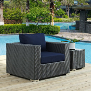 Modway Furniture Sojourn Outdoor Patio Armchair - Durable All-Weather Comfort with Stylish Sunbrella® Cushions Canvas Navy EEI-1850-CHC-NAV