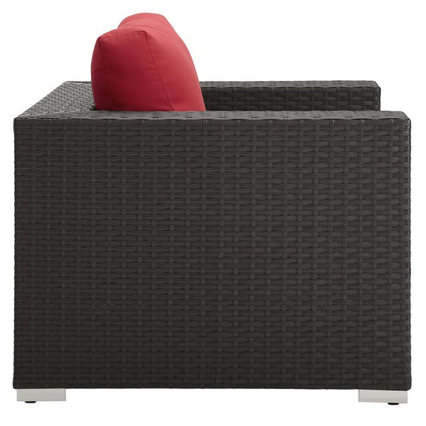 Modway Furniture Sojourn Outdoor Patio Armchair - Durable All-Weather Comfort with Stylish Sunbrella® Cushions Canvas Red EEI-1850-CHC-RED