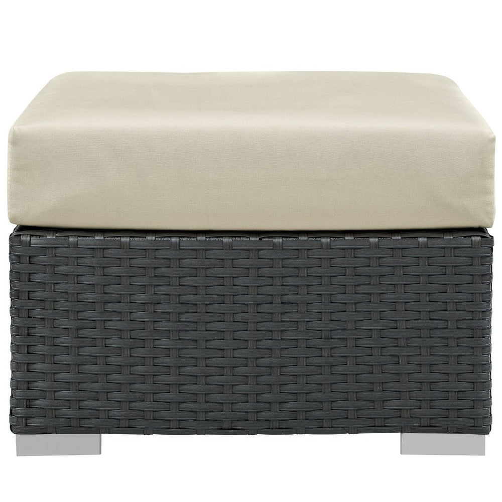 Modway Furniture Sojourn Outdoor Patio Ottoman - Versatile, Weather-Resistant Design for Ultimate Comfort & Style Canvas Antique Beige EEI-1855-CHC-BEI