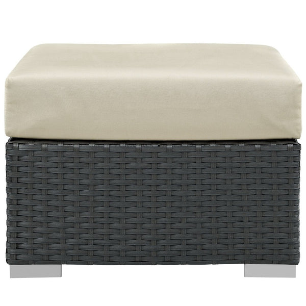 Modway Furniture Sojourn Outdoor Patio Ottoman - Versatile, Weather-Resistant Design for Ultimate Comfort & Style Canvas Antique Beige EEI-1855-CHC-BEI