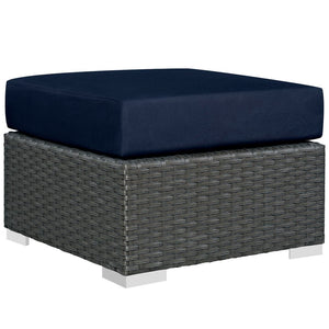 Modway Furniture Sojourn Outdoor Patio Ottoman - Versatile, Weather-Resistant Design for Ultimate Comfort & Style Canvas Navy EEI-1855-CHC-NAV