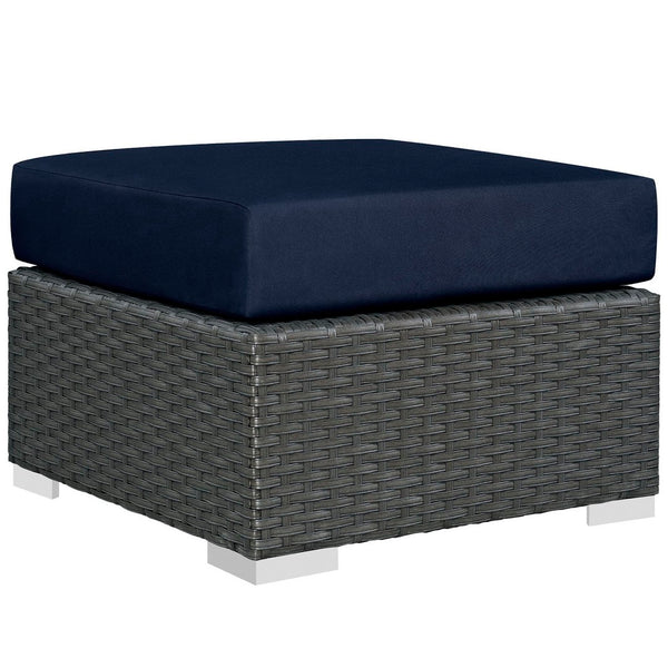 Modway Furniture Sojourn Outdoor Patio Ottoman - Versatile, Weather-Resistant Design for Ultimate Comfort & Style Canvas Navy EEI-1855-CHC-NAV