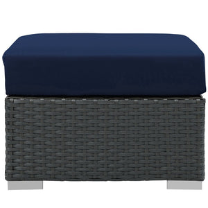Modway Furniture Sojourn Outdoor Patio Ottoman - Versatile, Weather-Resistant Design for Ultimate Comfort & Style Canvas Navy EEI-1855-CHC-NAV