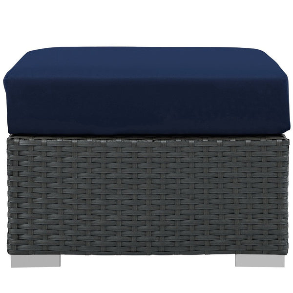 Modway Furniture Sojourn Outdoor Patio Ottoman - Versatile, Weather-Resistant Design for Ultimate Comfort & Style Canvas Navy EEI-1855-CHC-NAV