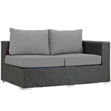 Modway Furniture Sojourn Outdoor Patio Sunbrella® Right Arm Loveseat Canvas Gray 35.5 x 56.5 x 25.5 - 33