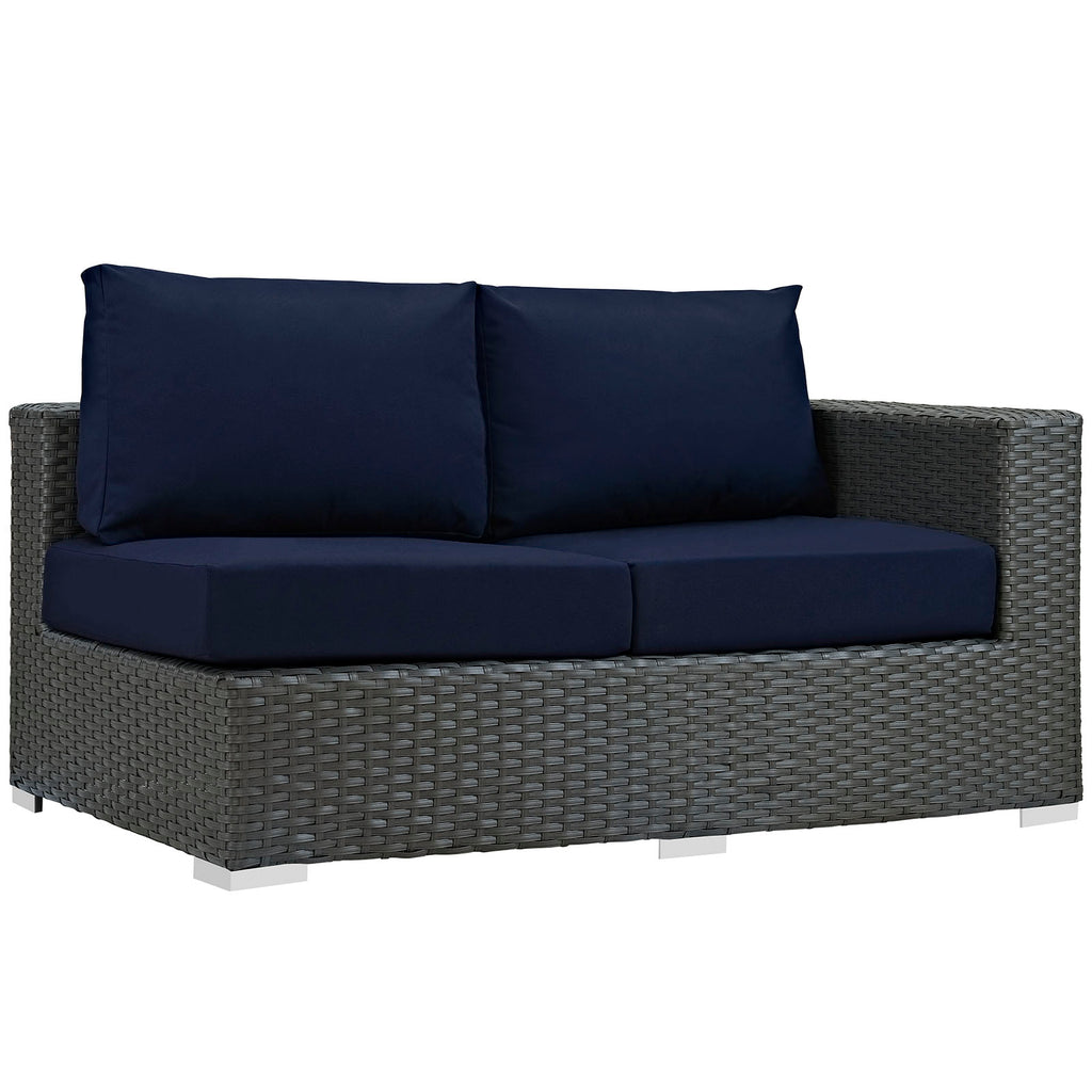 Modway Furniture Sojourn Outdoor Patio Sunbrella® Right Arm Loveseat Canvas Navy 35.5 x 56.5 x 25.5 - 33